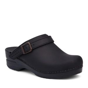 DANSKO INGRID BLACK OILED CLOGS